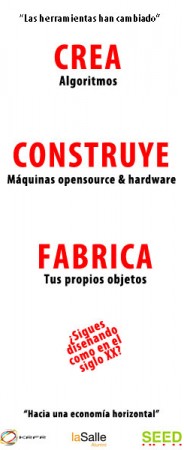 Crea, Construye, Fabrica con datos WORKSHOP // 19 – 29 enero 2012 CREAR La tendencia para el diseño de objetos, muebles, viviendas esta basada en la creación de algoritmos manipulables o descargables desde internet, para que...